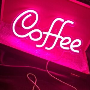 Pink Neon Looking Led Coffee Sign